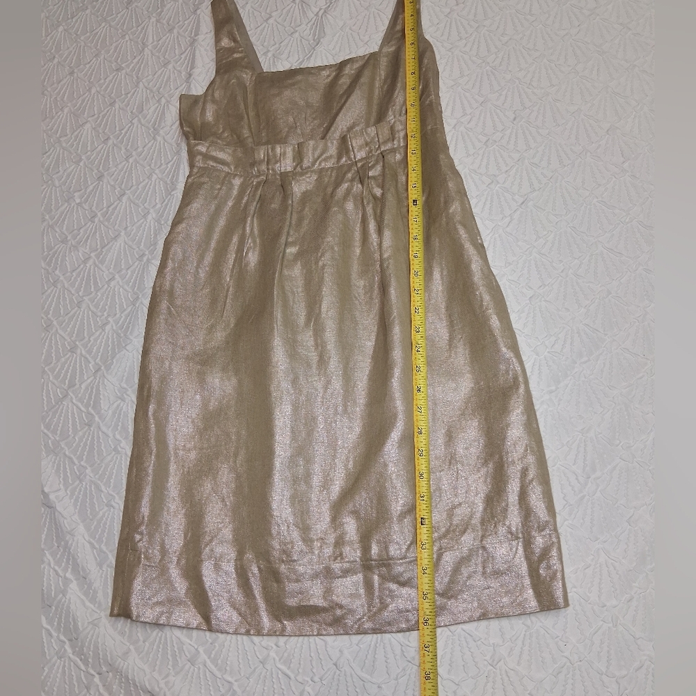 Kenneth Cole Reaction Shimmering Silver Metalic Obobe Knee  Midi Dress Sz 6 - Picture 6 of 16